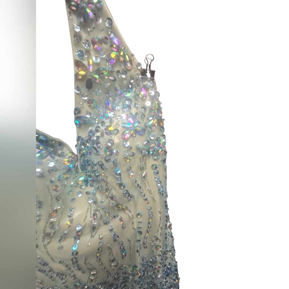 Nina Canacci 8050 Dress Elegant Blue Halter Evening Gown Sz. 4 - Picture 12 of 16
